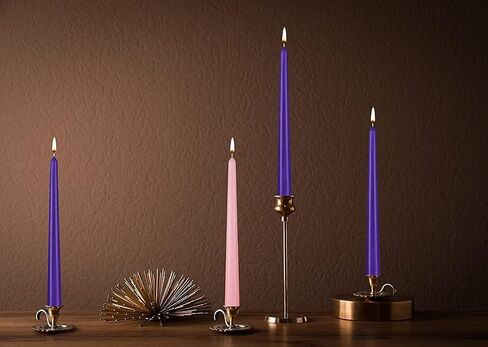 4 قطع من شموع Advent باللونين الأرجواني والوردي - شموع مستدقة مقاس 10 بوصة لعيد الميلاد والكنيسة والاحتفالات - غير معطرة ولا تقطر - صنع في أوروبا in Saudi Arabia