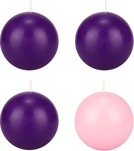 Mega Candles 4 pcs Unscented Christmas Advent Round Ball Candle, Hand Poured Premium Wax Candles 3 Inch Diameter, Holidays, Church, Decorations, Devotional, Celebration, Party & More in Saudi Arabia