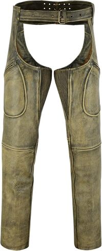 A&H Apparel Mens Cowhide Premium Leather Elastic Fit Chaps in Kuwait