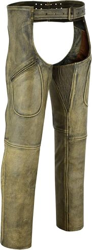 A&H Apparel Mens Cowhide Premium Leather Elastic Fit Chaps in Kuwait