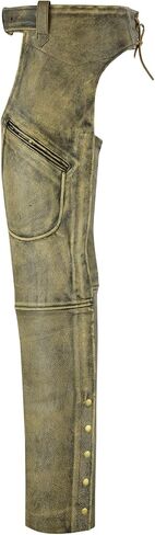 A&H Apparel Mens Cowhide Premium Leather Elastic Fit Chaps in Kuwait