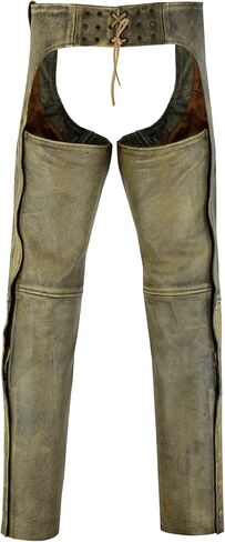 A&H Apparel Mens Cowhide Premium Leather Elastic Fit Chaps in Kuwait