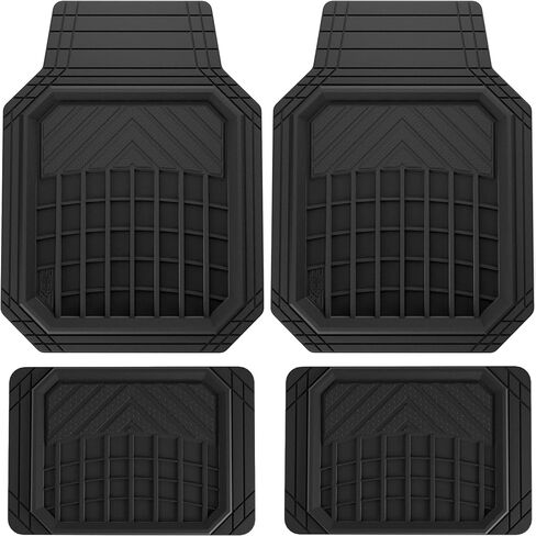 Dickies 3-Piece Floor Automotive Mats, Heavy-Duty Rubber Liners, All-Weather Auto Protection, Anti-Slip Design, All-Season Trim-to-Fit Custom, for Vehicles, Cars, Trucks, SUVs (Black/Red) in Saudi Arabia