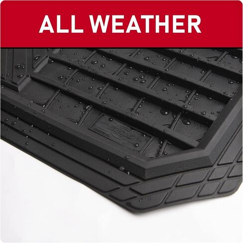 Dickies 3-Piece Floor Automotive Mats, Heavy-Duty Rubber Liners, All-Weather Auto Protection, Anti-Slip Design, All-Season Trim-to-Fit Custom, for Vehicles, Cars, Trucks, SUVs (Black/Red) in Saudi Arabia