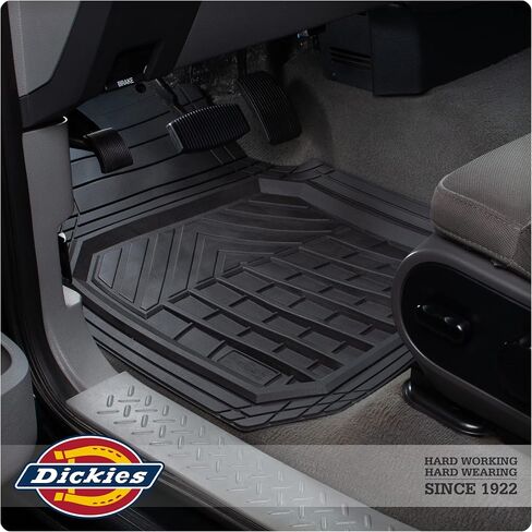 Dickies 3-Piece Floor Automotive Mats, Heavy-Duty Rubber Liners, All-Weather Auto Protection, Anti-Slip Design, All-Season Trim-to-Fit Custom, for Vehicles, Cars, Trucks, SUVs (Black/Red) in Saudi Arabia