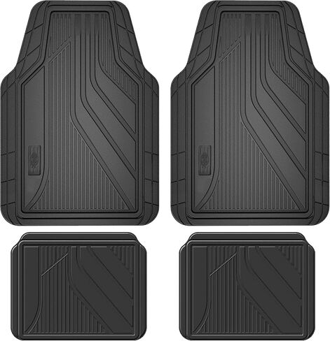 Dickies 3-Piece Floor Automotive Mats, Heavy-Duty Rubber Liners, All-Weather Auto Protection, Anti-Slip Design, All-Season Trim-to-Fit Custom, for Vehicles, Cars, Trucks, SUVs (Black/Red) in Saudi Arabia