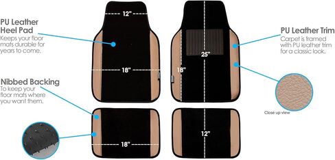 FH Group Car Floor Mats - Carpet Floor Mats for Cars, Universal Fit Automotive Floor Mats, All Purpose Car Floor Mats, Carpet Protector Mat for Most Sedan, SUV, Truck Floor Mats Beige in Saudi Arabia