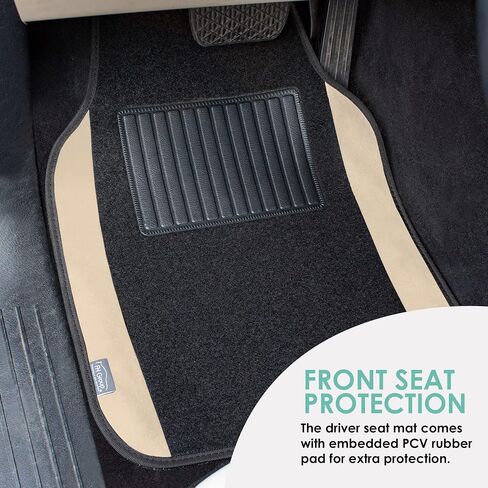 FH Group Car Floor Mats - Carpet Floor Mats for Cars, Universal Fit Automotive Floor Mats, All Purpose Car Floor Mats, Carpet Protector Mat for Most Sedan, SUV, Truck Floor Mats Beige in Saudi Arabia