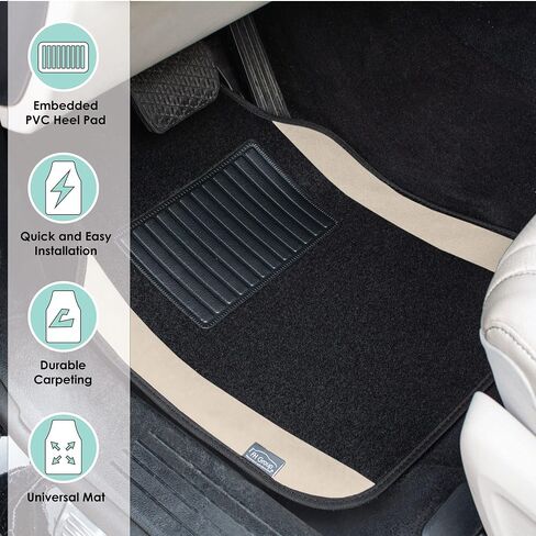 FH Group Car Floor Mats - Carpet Floor Mats for Cars, Universal Fit Automotive Floor Mats, All Purpose Car Floor Mats, Carpet Protector Mat for Most Sedan, SUV, Truck Floor Mats Beige in Saudi Arabia