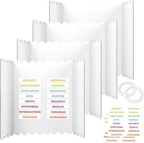 4 قطع من لوحة الملصقات ثلاثية الطي، لوحة عرض ثلاثية الطي للمدرسة، مشروع ممتع، لوحة ملصقات بيضاء قابلة للطي مع 80 قطعة من عناوين مشروع المعرض العلمي (24 × 15 بوصة) in Kuwait