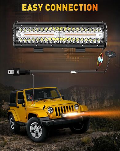 شريط إضاءة LED 12 بوصة من NAOEVO، 300 وات 30000 لومن LED للطرق الوعرة/القيادة/مصابيح الضباب مع مجموعة أدوات أسلاك، مصابيح عمل LED لشاحنة UTV ATV وعربة الجولف وقارب الجيب، قطعة واحدة (أبيض) in Kuwait
