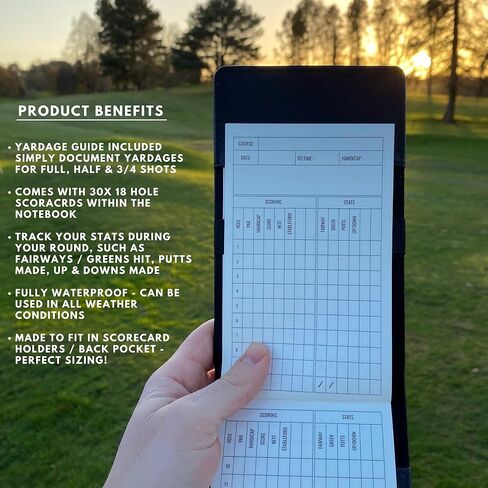 (2 Pack) Waterproof Golf Yardage Book with Golf scorecard Book 30 Rounds per Golf Notepad Golf Journal, Golf Log Book, Golf Notebook, Golf Yardage Book Cover Golf Score Book Golf Notebook Back Pocket in Kuwait
