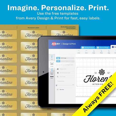Avery Printable Return Address Labels, 0.75" x 2.25", Gold Foil, 300 Blank Mailing Labels (08987) in Saudi Arabia