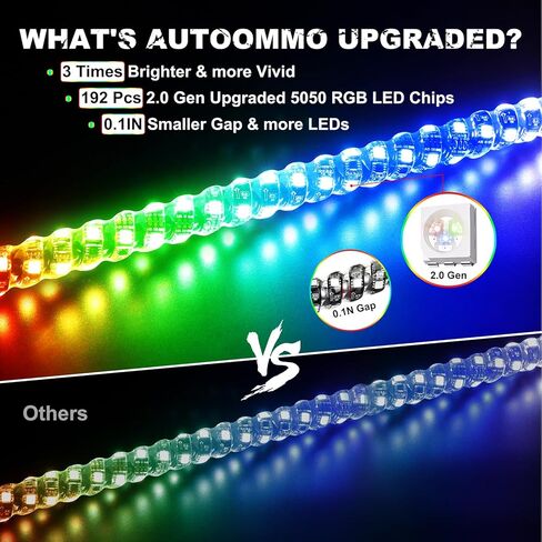 AUTOOMMO 2 PCS 3FT LED Whip Lights - 3X إضاءة سوط UTV احترافية أكثر سطوعًا، مع 6 أعلام للطرق الوعرة، تطبيق وجهاز تحكم عن بعد، 366 وضعًا لمطاردة سوط هوائي مضاء لـ UTV ATV RZR SXS Can-Am in Kuwait