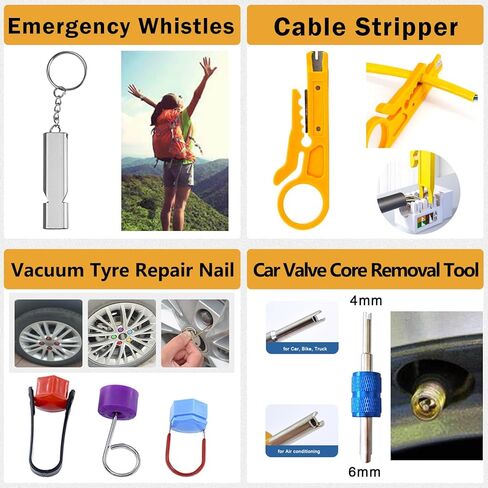 طقم إصلاح إطارات السيارات 53 قطعة مع 13 في 1 كماشة متعددة الأدوات للسيارة والشاحنات وRV وسيارات الدفع الرباعي وATV والدراجات النارية والجرارات والمقطورة وأداة توصيل ثقب الإطارات المسطحة بدون أنبوب، مسمار مطاطي من فيلم فراغ in Kuwait