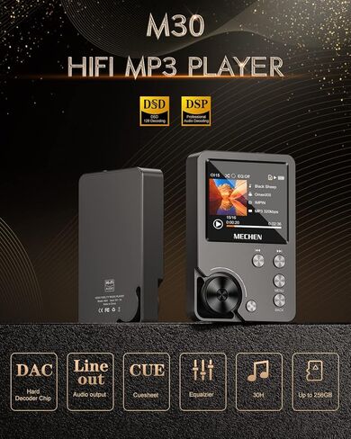 مشغل MP3، مشغل موسيقى رقمي HiFi محمول عالي الدقة بدون فقدان DSD من MECHEN مع بطاقة ذاكرة 64 جيجابايت، يدعم ما يصل إلى 256 جيجابايت in Saudi Arabia