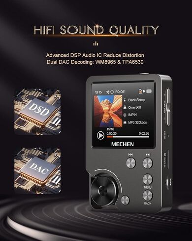 مشغل MP3، مشغل موسيقى رقمي HiFi محمول عالي الدقة بدون فقدان DSD من MECHEN مع بطاقة ذاكرة 64 جيجابايت، يدعم ما يصل إلى 256 جيجابايت in Saudi Arabia