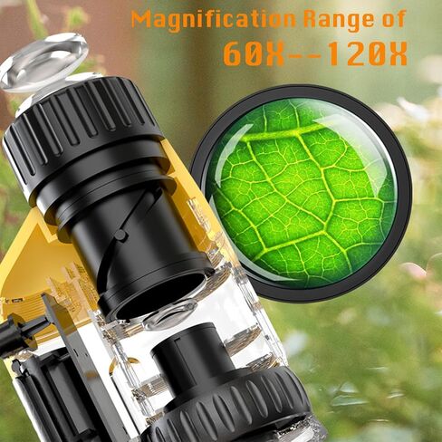 Pocket Microscope for Kids - Portable Microscope Handheld Microscope 60x-120x Mini Microscopes for Kids Ages 8-12, Handheld Digital Microscope for Kids Birthday Gifts Kids Students Adults Home School in Saudi Arabia