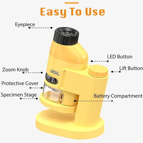 Pocket Microscope for Kids - Portable Microscope Handheld Microscope 60x-120x Mini Microscopes for Kids Ages 8-12, Handheld Digital Microscope for Kids Birthday Gifts Kids Students Adults Home School in Saudi Arabia