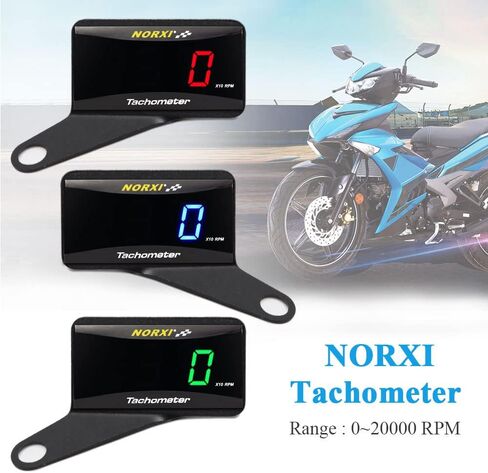 Universal Digital Tachometer RPM Meter Motorcycle Tachometer Car Gauge Waterproof Electronic Tachometer (Blue with Left Bracket) in Saudi Arabia