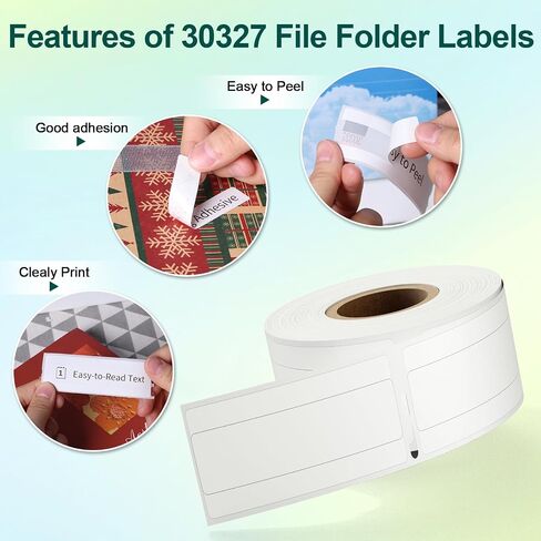 استبدال ملصقات مجلد ملفات Dymo المتوافقة مع Labelife لـ Dymo Label 30327 (30576) 9/16 بوصة × 3-7/16 بوصة LW 1-Up ملصقات لـ Dymo Labelwriter 450، 450 Turbo، 450 Twin Turbo، 450 Duo، 4XL، 400 Printer، 6 رولز in Kuwait