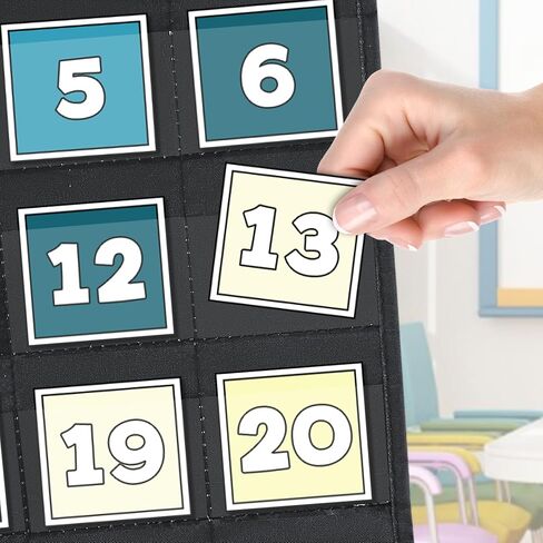 EAMAY Classroom Monthly Calendar Pocket Chart for 2.75 * 2.75 Cards,Homeschool Supplies and Classroom Must Haves! Only Chart(Blue) in Saudi Arabia