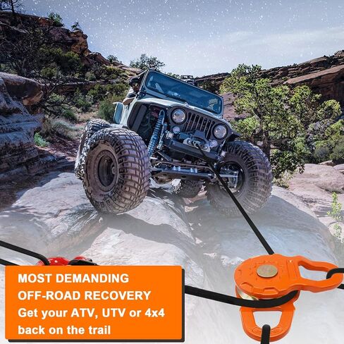 YUUCOO Snatch Block، 50,000 رطل (25T) الحد الأدنى من قوة الكسر، 25,000 رطل (12.5T) حد حمل العمل، للحبال الاصطناعية وخطوط ونش الكابلات الفولاذية، للجرار والشاحنات وATV وUTV in Kuwait