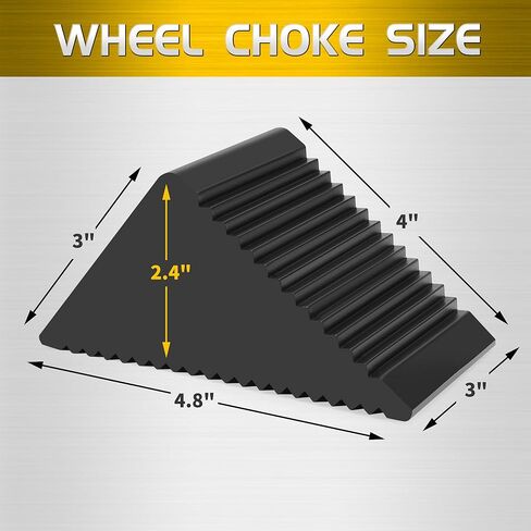 حواجز العجلات مع الحبال، إسفين عجلة مطاطي عالي التحمل للسيارة، مقطورة سفر، RV - 4.8 بوصة × 3 بوصة × 3 بوصة - عبوتان، أسود in Kuwait