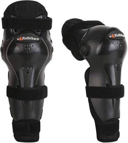 RIDBIKER Kids Dirt Bike Gear Knee Shin Guard Pads, Anti-slip Adjustable Motorcycle Knee Pads Long Leg Gear Protective for Motocross Mountain Racing-two Sections Pre-curved Design (Black) in Saudi Arabia