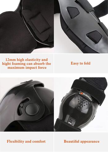 RIDBIKER Kids Dirt Bike Gear Knee Shin Guard Pads, Anti-slip Adjustable Motorcycle Knee Pads Long Leg Gear Protective for Motocross Mountain Racing-two Sections Pre-curved Design (Black) in Saudi Arabia