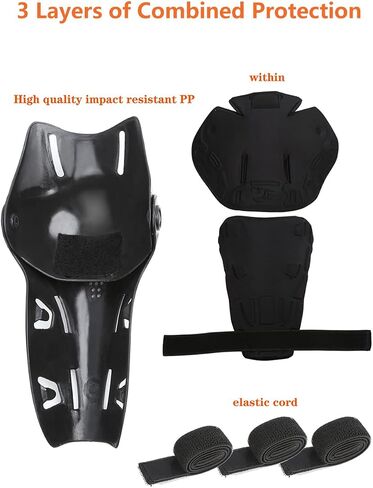 RIDBIKER Kids Dirt Bike Gear Knee Shin Guard Pads, Anti-slip Adjustable Motorcycle Knee Pads Long Leg Gear Protective for Motocross Mountain Racing-two Sections Pre-curved Design (Black) in Saudi Arabia
