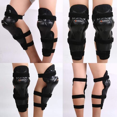 RIDBIKER Kids Dirt Bike Gear Knee Shin Guard Pads, Anti-slip Adjustable Motorcycle Knee Pads Long Leg Gear Protective for Motocross Mountain Racing-two Sections Pre-curved Design (Black) in Saudi Arabia