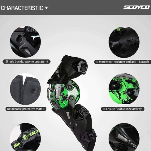 واقيات الركبة للسباق من Scoyco، PP PE لتجنب الاصطدامات الصلبة وقابلة للتدوير لدراجات Moto/ATV/BMX K12 (أسود) in Kuwait