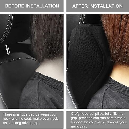 Crofy 2 Pack Car Neck Pillow, Softness Car Headrest Pillow for Driving with Adjustable Strap, 100% Memory Foam and Breathable Removable Cover, Comfortable Ergonomic Design (Beige) in Kuwait