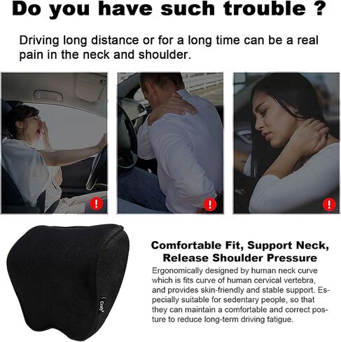 Crofy 2 Pack Car Neck Pillow, Softness Car Headrest Pillow for Driving with Adjustable Strap, 100% Memory Foam and Breathable Removable Cover, Comfortable Ergonomic Design (Beige) in Kuwait