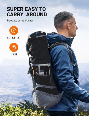 AstroAI Car Jump Starter، 2000A 12V 8-in-1 Battery Jump Starter، ما يصل إلى 7.0 لتر غاز ومحركات ديزل 3.0 لتر، شاشة LED بديهية، بنك طاقة سريع الشحن 3.0 مع محول سجائر، كابل توصيل in Saudi Arabia
