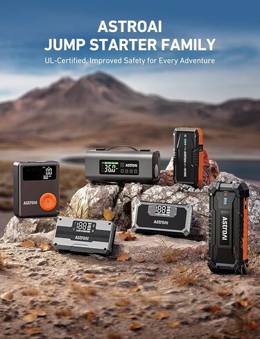 AstroAI Car Jump Starter، 2000A 12V 8-in-1 Battery Jump Starter، ما يصل إلى 7.0 لتر غاز ومحركات ديزل 3.0 لتر، شاشة LED بديهية، بنك طاقة سريع الشحن 3.0 مع محول سجائر، كابل توصيل in Saudi Arabia