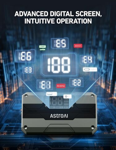 AstroAI Car Jump Starter، 2000A 12V 8-in-1 Battery Jump Starter، ما يصل إلى 7.0 لتر غاز ومحركات ديزل 3.0 لتر، شاشة LED بديهية، بنك طاقة سريع الشحن 3.0 مع محول سجائر، كابل توصيل in Kuwait