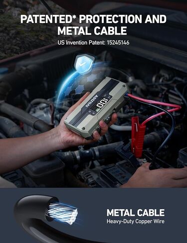 AstroAI Car Jump Starter، 2000A 12V 8-in-1 Battery Jump Starter، ما يصل إلى 7.0 لتر غاز ومحركات ديزل 3.0 لتر، شاشة LED بديهية، بنك طاقة سريع الشحن 3.0 مع محول سجائر، كابل توصيل in Kuwait