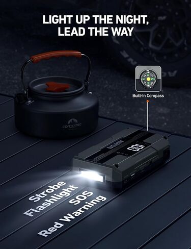 AstroAI Car Jump Starter، 2000A 12V 8-in-1 Battery Jump Starter، ما يصل إلى 7.0 لتر غاز ومحركات ديزل 3.0 لتر، شاشة LED بديهية، بنك طاقة سريع الشحن 3.0 مع محول سجائر، كابل توصيل in Kuwait