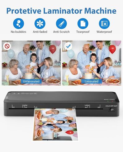 Laminator Machine, Sweleke A3 Laminating Machine with 10 Laminating Sheets, 11x 17 Thermal Lamination Machine for Home, 13 Inch Laminator Machine Hot and Cold for School Office Use in Saudi Arabia