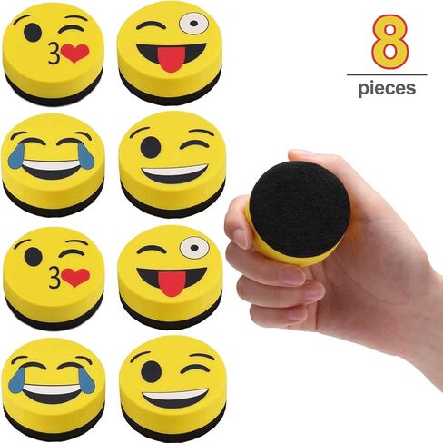 Whiteboard Eraser - Magnetic Dry Erase Eraser, Cute Smiley Magnetic Dry Erase Eraser, for Classroom Decor, Office Meeting - 8 Pieces in Kuwait
