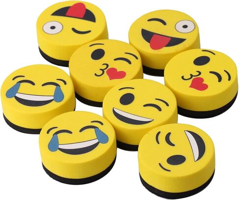 Whiteboard Eraser - Magnetic Dry Erase Eraser, Cute Smiley Magnetic Dry Erase Eraser, for Classroom Decor, Office Meeting - 8 Pieces in Kuwait