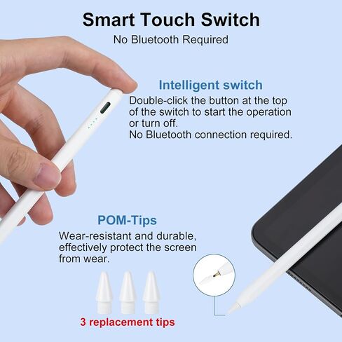 قلم ستايلس لجهاز iPad الجيل التاسع والعاشر، قلم Apple الجيل الثاني، قلم Apple Pen iPad متوافق مع iPad Pro 11&12.9"، iPad Air 5th/4/3rd Gen، iPad 6/7/8th Gen، iPad Mini 5/6th Gen (أزرق ) in Saudi Arabia
