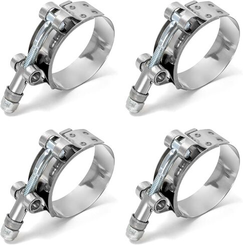 QWORK 2.5" T-Bolt Hose Clamp Stainless Steel, 4 Pack Working Range 70mm - 78mm for 2.5" Hose ID, Turbo Intake Intercooler Hose Clamp in Saudi Arabia