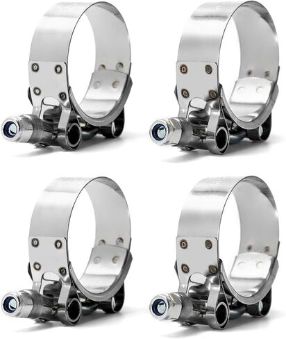 QWORK 2.5" T-Bolt Hose Clamp Stainless Steel, 4 Pack Working Range 70mm - 78mm for 2.5" Hose ID, Turbo Intake Intercooler Hose Clamp in Saudi Arabia