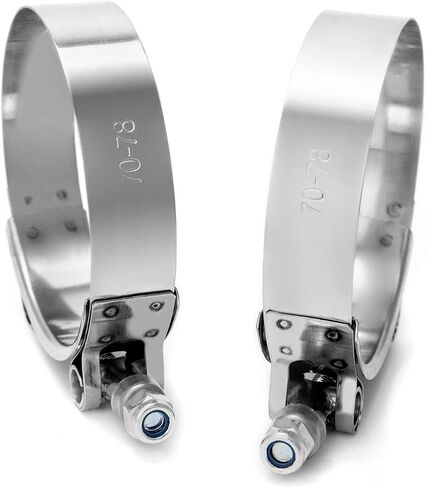 QWORK 2.5" T-Bolt Hose Clamp Stainless Steel, 4 Pack Working Range 70mm - 78mm for 2.5" Hose ID, Turbo Intake Intercooler Hose Clamp in Saudi Arabia