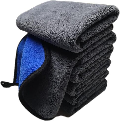 SOFTBATFY Large Thick Car Drying Microfiber Towel 800GSM Automotive No Scratch Lint Free Drying Cloth for Entire Vehicle (36 x 24inches,Grey-Blue,1pack) in Kuwait
