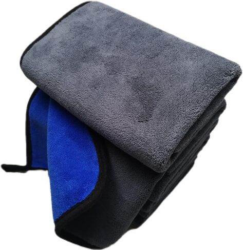 SOFTBATFY Large Thick Car Drying Microfiber Towel 800GSM Automotive No Scratch Lint Free Drying Cloth for Entire Vehicle (36 x 24inches,Grey-Blue,1pack) in Kuwait