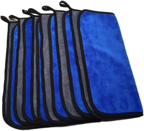 SOFTBATFY Large Thick Car Drying Microfiber Towel 800GSM Automotive No Scratch Lint Free Drying Cloth for Entire Vehicle (36 x 24inches,Grey-Blue,1pack) in Kuwait